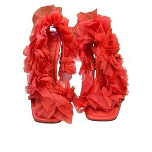 Ulla Johnson Doria Organza Flower Leather High Heels NWB Size 37